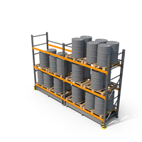 Metal Shelf with Barrels PNG & PSD Images