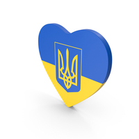 Ukraine Heart Flag With Coat Of Arms PNG & PSD Images