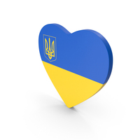 Ukraine Heart Flag With Coat Of Arms PNG & PSD Images