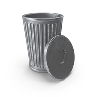 Metal Trash Bin With Open Lid PNG & PSD Images