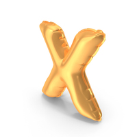 Gold Foil Holiday Baloon Letter X PNG & PSD Images