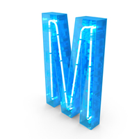 Blue Plastic Neon Letter M PNG & PSD Images