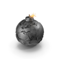 World Map Bomb with Burning Fuse PNG & PSD Images