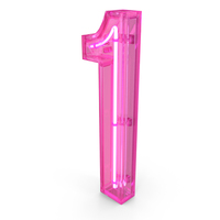 Pink Neon Number 1 PNG & PSD Images
