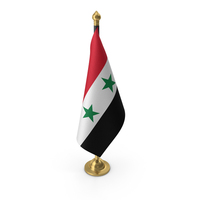Syria Cloth Flag Stand Gold PNG & PSD Images