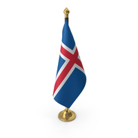 Cloth Iceland Flag On A Gold Stand PNG & PSD Images
