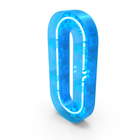 Blue Plastic Neon Letter O PNG & PSD Images