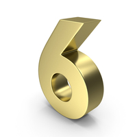 Number Six Gold PNG & PSD Images