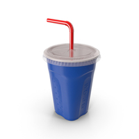Solo Squared Plastic Cup with Lid and Straw Blue PNG & PSD Images