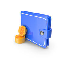 Blue Cartoon Bitcoin Wallet PNG & PSD Images