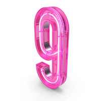 Pink Neon Number 9 PNG & PSD Images