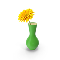 Yellow Gerbera Flower In Vase PNG & PSD Images
