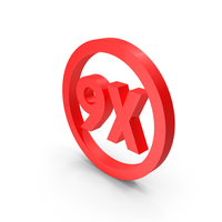 Red Round 9X Symbol PNG & PSD Images