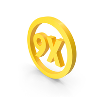 Yellow Round 9X Icon PNG & PSD Images