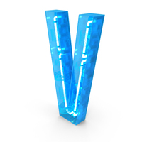 Blue Plastic Neon Letter V PNG & PSD Images