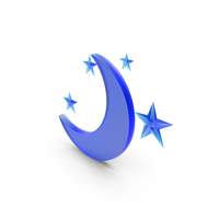 Blue Glass Four Stars With Moon PNG & PSD Images
