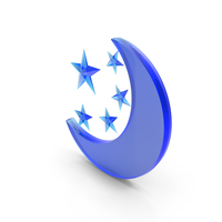 Blue Glass Half Moon With Five Stars PNG & PSD Images