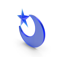 Blue Glass Half Moon With Star Logo PNG & PSD Images