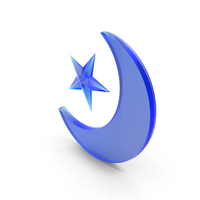 Blue Glass Half Moon With Star Symbol PNG & PSD Images
