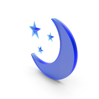 Blue Glass Half Moon With Three Star Symbol PNG & PSD Images