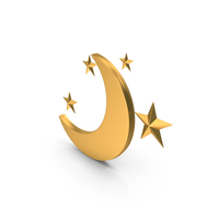 Gold Four Stars With Moon Symbol PNG & PSD Images