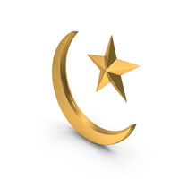 Gold Half Moon With Star Symbol PNG & PSD Images