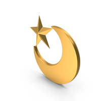 Gold Half Moon With Star Symbol PNG & PSD Images