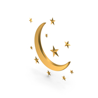 Gold Half Moon With Multi Stars Symbol PNG & PSD Images