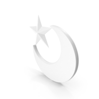 White Half Moon With Single Star Symbol PNG & PSD Images