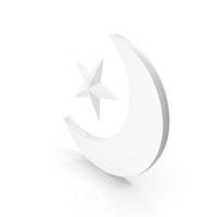 White Half Moon With Star Symbol PNG & PSD Images