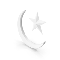 White Half Moon With Single Star Symbol PNG & PSD Images