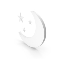 White Half Moon With Three Stars Symbol PNG & PSD Images
