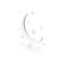 White Half Moon With Multi Stars Symbol PNG & PSD Images