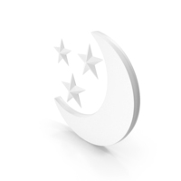 White Half Moon With Three Stars Symbol PNG & PSD Images