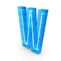 Blue Plastic Neon Letter W PNG & PSD Images