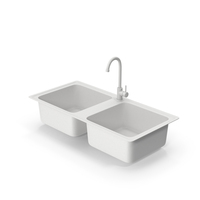 White Double Sink With Faucet PNG & PSD Images