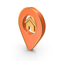Orange House Icon In Location Pin PNG & PSD Images