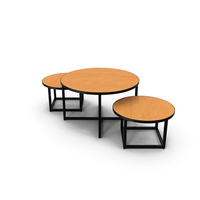 Display Round Table Set Light Wood Black PNG & PSD Images