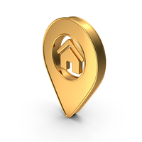 Gold House Icon In Location Pin PNG & PSD Images