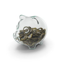 Glass Piggy Bank With Coins PNG & PSD Images