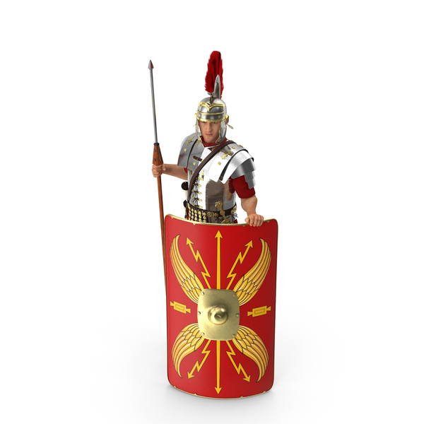 Roman Legionnaire Standing With Scutum And Pilum Fur PNG & PSD Images
