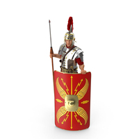 Roman Legionnaire Standing With Scutum And Pilum Fur PNG & PSD Images