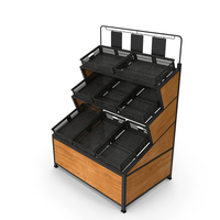 Produce Display Racks Corner Unit Black PNG & PSD Images