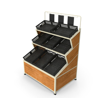 Produce Display Racks Corner Unit Tan PNG & PSD Images