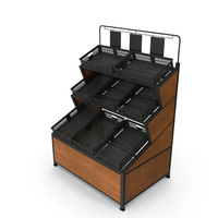 Produce Display Racks Corner Unit Black PNG & PSD Images