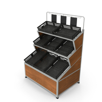 Produce Display Racks Corner Unit Gray PNG & PSD Images