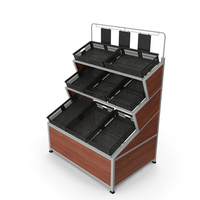 Produce Display Racks Center Unit Gray PNG & PSD Images