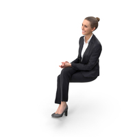 Sitting Blonde Female in Formal Clothes PNG & PSD Images