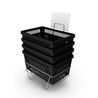 Shopping Baskets Plastic Handle Stack Black PNG & PSD Images