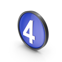 Blue Number 4 Push Button PNG & PSD Images